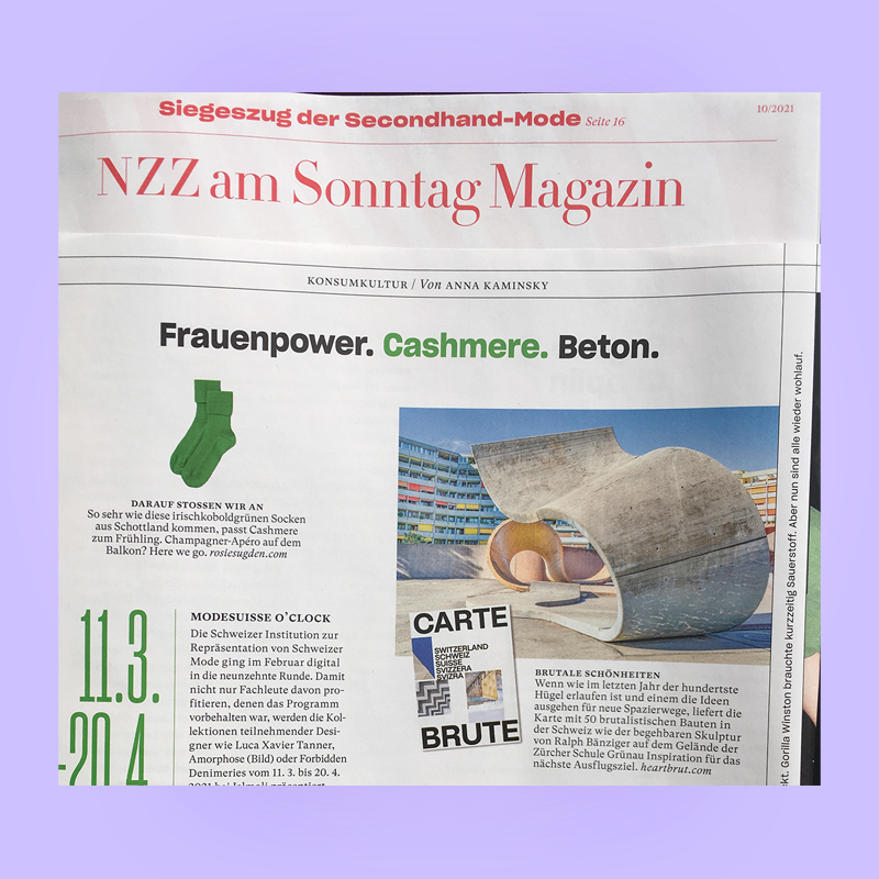 Frauenpower. Cashmere. Beton: Carte Brute Feature, NZZ am Sonntag Magazin, 2021. Explore more on Heartbrut.com