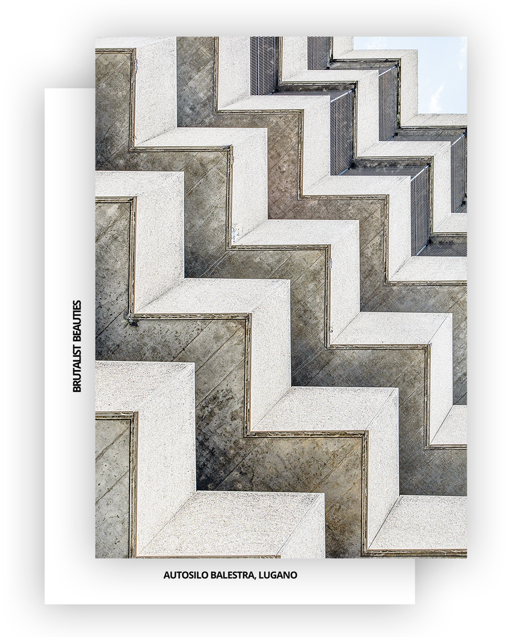 Brutalist Beauties 2, set of 6 postcards A6, Autosilo Balestra, Lugano, Swiss Brutalism I © Heartbrut / Karin Hunter Bürki