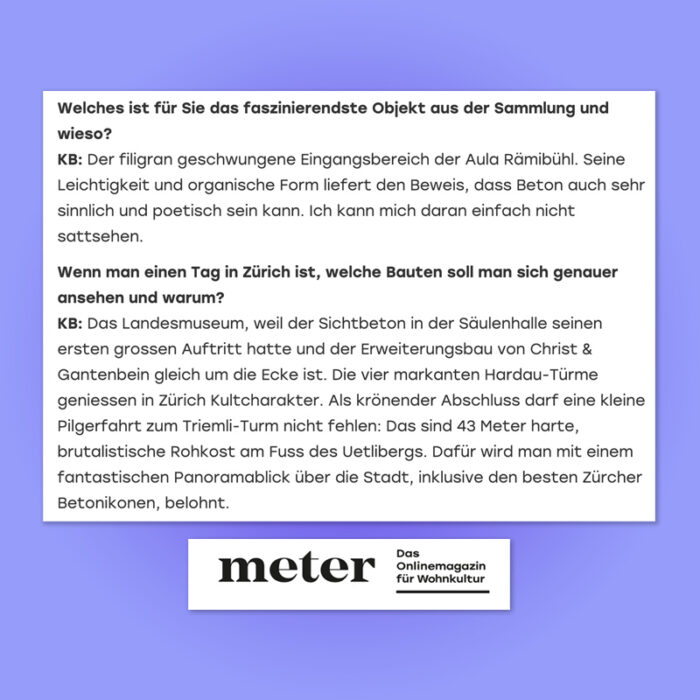 Heartbrut Interview in Meter Magazin, Das Onlinemagazin für Wohnkultur, 28.03.22. Carte Brute Zurich. Explore more on Heartbrut.com