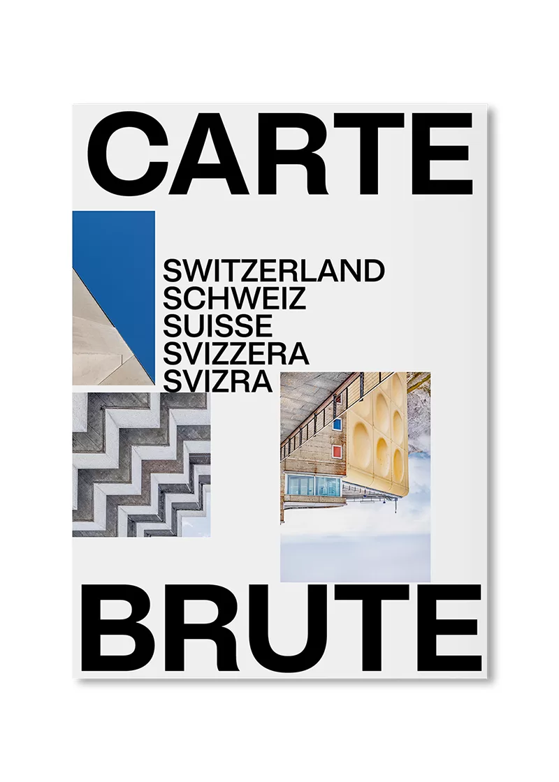 Carte Brute, 50 brutalist icons in Switzerland from 1927 to today, folded map and poster, © Karin Bürki/Heartbrut. Shop on Heartbrut.com