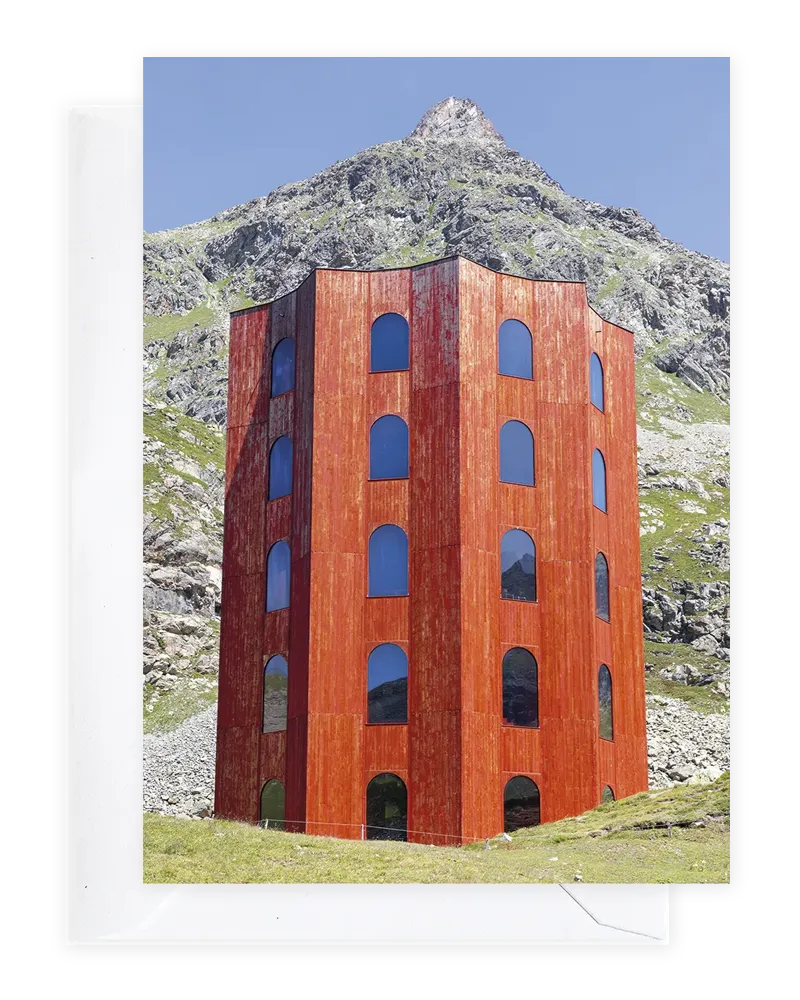 The Alpine Set, Julier Tower, shot by Karin Bürki. 350gsm paper. Soft-touch finish, small-run. Shop on Heartbrut.com