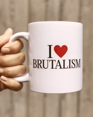 'I love Brutalism' mug. Design: Karin Bürki. Shop on Heartbrut.com